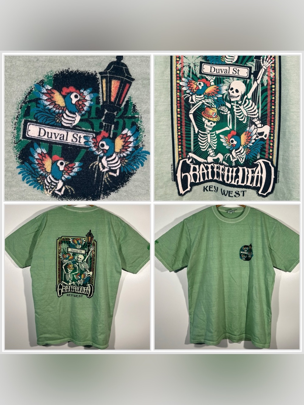 Crazy Shirts Grateful Dead Duval Street Key Lime Dyed Crewneck T-Shirt Sz Large